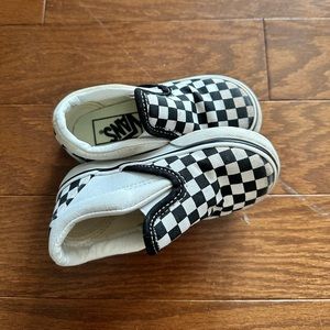 Checkered slip on vans